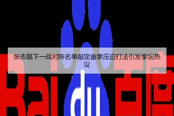 张志磊下一战对阵名单敲定重拳压迫打法引发拳坛热议